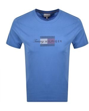 Tommy Hilfiger Script Flag T Shirt - Blue