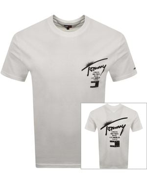 Tommy Hilfiger Sign City T Shirt Ecru - Grey