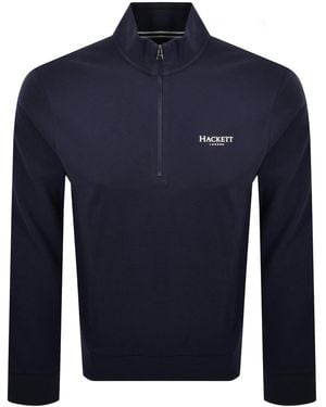 Hackett Half Zip Pique Sweatshirt - Blue