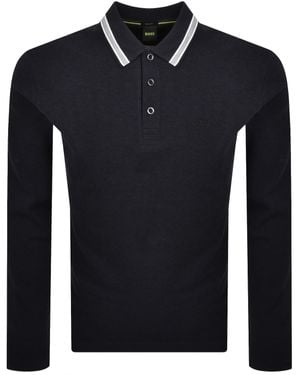 BOSS Boss Plisy Long Sleeve Polo - Black