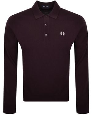 Fred Perry Long Sleeve Knit Polo Oxblood - Purple