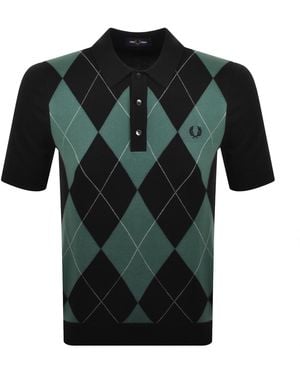Fred Perry Argyle Knit Polo - Green
