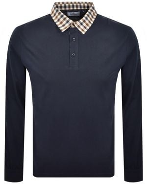 Aquascutum Club Check Collar Polo T Shirt - Blue