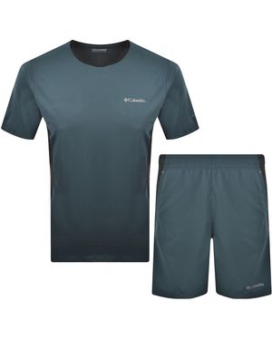 Columbia Three Pitch T Shirt And Short Set - Blue