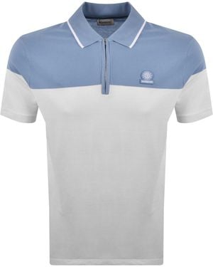 Sandbanks Colour Block Quarter Zip Polo - Blue