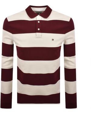Tommy Hilfiger Rugby Stripe Polo T Shirt - Red