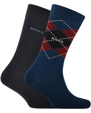 BOSS BUSINESS Boss 2 Pack Argyle Crew Socks - Blue