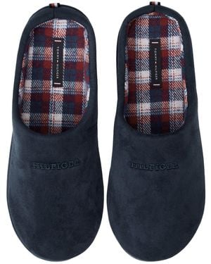 Tommy Hilfiger Check Lined Slippers - Blue