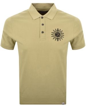 Pretty Green Parthian Motif Polo T Shirt Taupe - Green
