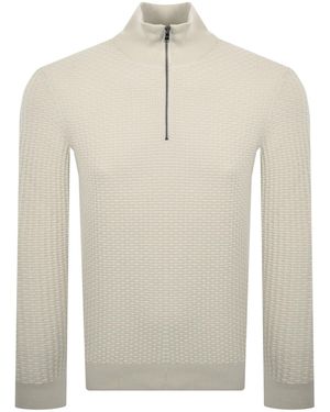 BOSS BUSINESS Boss Ulicio Half Knit Jumper - White