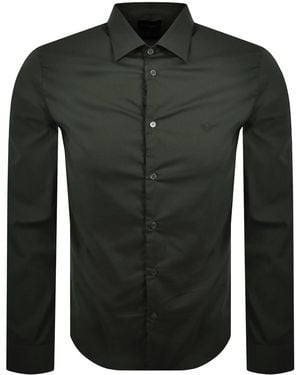 Armani Emporio Logo Long Sleeve Shirt - Green