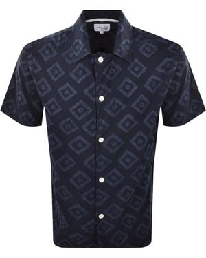 Norse Projects Mads Batik Short Sleeve Shirt - Blue
