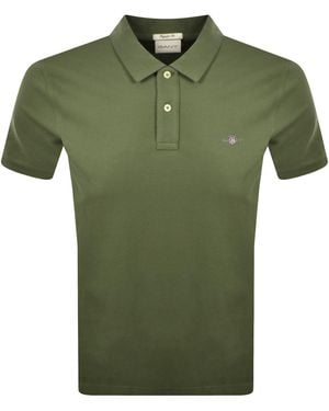 GANT Regular Fit Shield Pique Polo T Shirt - Green