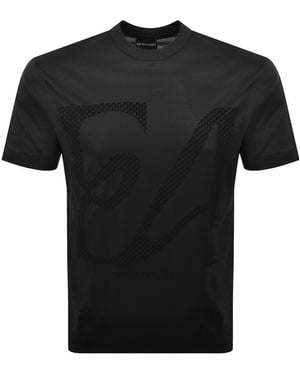 Armani Emporio Flocked T Shirt - Black