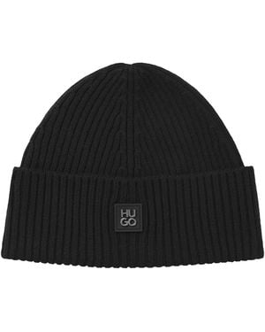 HUGO Xola Metal Wool Beanie - Black