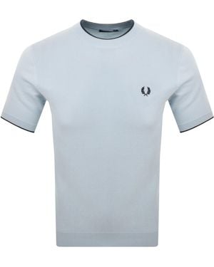 Fred Perry Pique Stitch Knit T Shirt - Blue