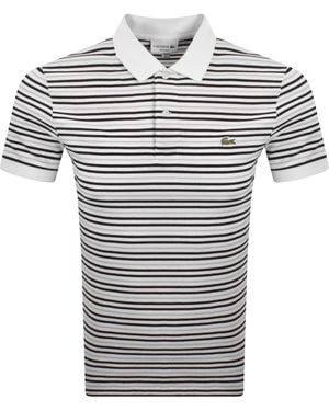 Lacoste Short Sleeved Stripe Polo T Shirt - White