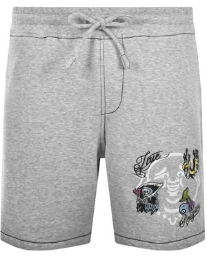 TRUE RELIGION Buddha Face Fleece Shorts - Grey