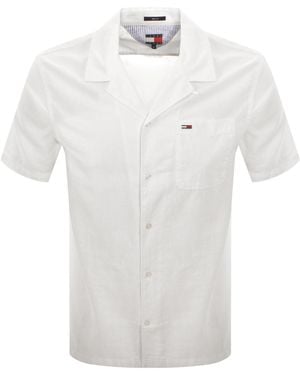 Tommy Hilfiger Linen Camp Shirt Cream - White