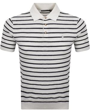 Ralph Lauren Stripe Knit Polo T Shirt - Grey