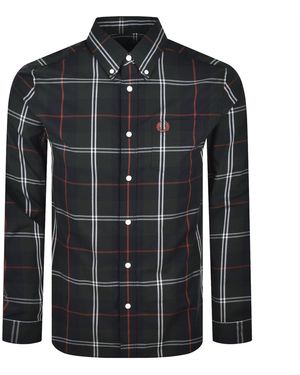 Fred Perry Poplin Tartan Shirt Night - Black