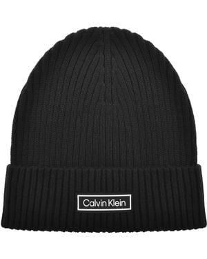 Calvin Klein Patch Chunky Rib Beanie - Black
