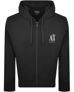 ARMANI EXCHANGE Full Zip Logo Hoodie - Black