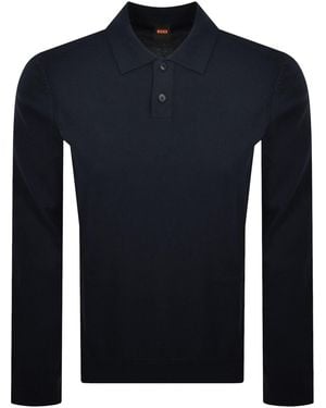 BOSS Boss Asac P Knit Long Sleeve Polo T Shirt - Blue