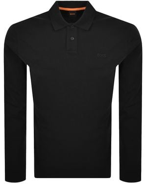 BOSS Boss Interlock Long Sleeved Polo T Shirt - Black