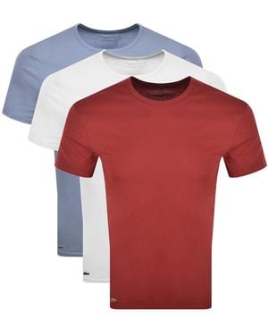 Lacoste Slim Fit 3 Pack T Shirts - Red