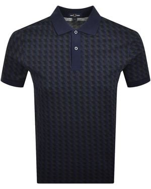Fred Perry Geometric Print Polo T Shirt - Blue