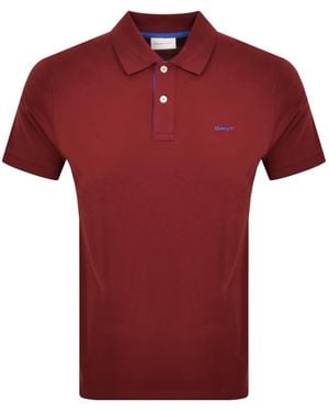 GANT Collar Contrast Rugger Polo T Shirt - Red