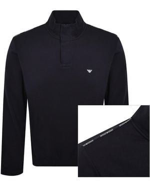 Armani Emporio Lounge Quarter Zip Sweatshirt - Blue