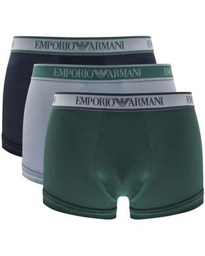Armani Emporio Underwear 3 Pack Boxer Trunks - Green
