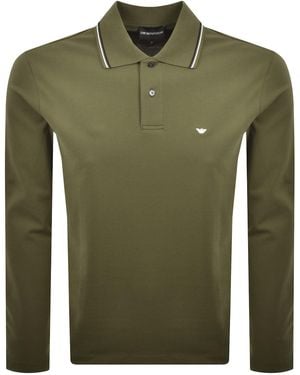 Armani Emporio Long Sleeved Polo T Shirt - Green