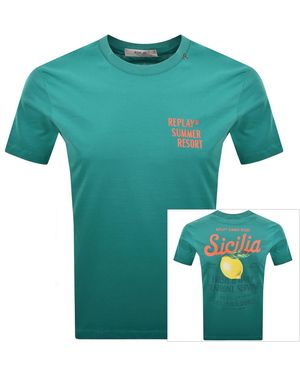 Replay Graphic T Shirt - Green