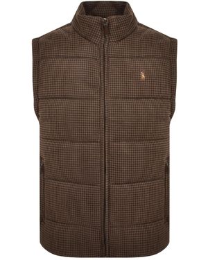 Ralph Lauren Quilted Dogstooth Gilet - Brown