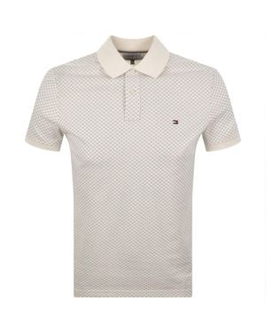 Tommy Hilfiger Microprint Pique Polo T Shirt Ivory - Grey