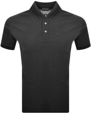 Armani Emporio Short Sleeved Polo T Shirt - Black