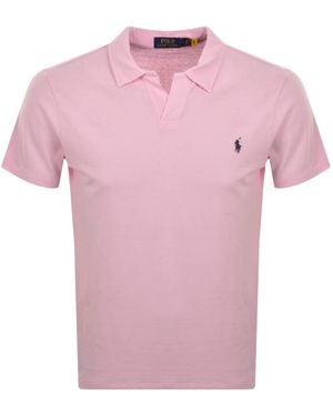 Ralph Lauren Open Collar Polo T Shirt - Pink