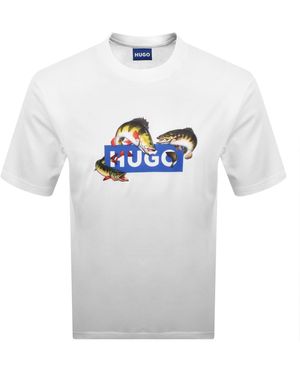 HUGO Artwork T Shirt Open - Grey