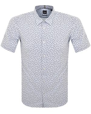 BOSS BUSINESS Boss Roan Kent Short Sleeved Shirt - Blue