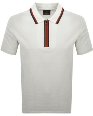 Paul Smith Tipped Polo T Shirt Off - Grey