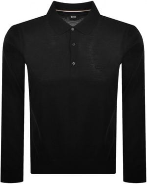 BOSS BUSINESS Boss Lancione Merino Wool Knit Polo - Black