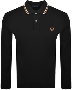 Fred Perry Long Sleeved Polo T Shirt - Black