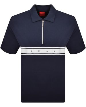 HUGO Nautix Zip Polo T Shirt - Blue