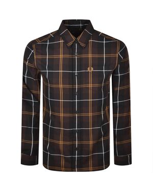 Fred Perry Twill Tartan Shirt - Black