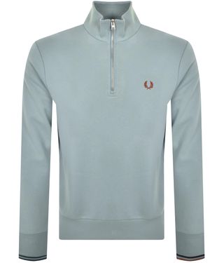 Fred Perry Zip Neck Sweatshirt - Blue
