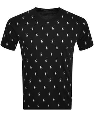 Ralph Lauren Logo All Over Print T Shirt - Black