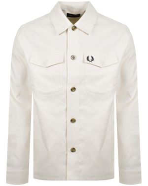 Fred Perry Heavyweight Oxford Overshirt Ecru - White